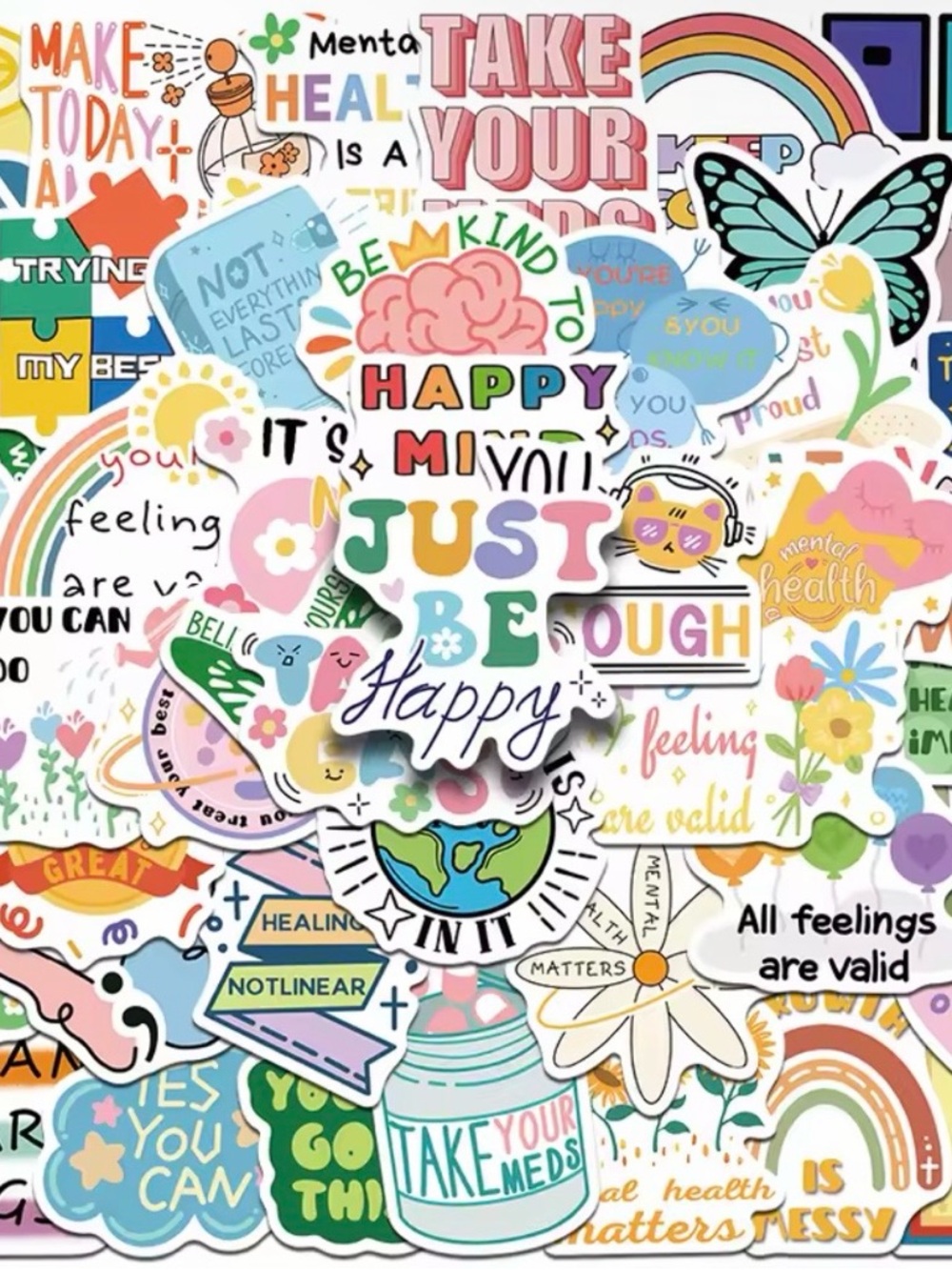 50 Pastel Mental Health Stickers